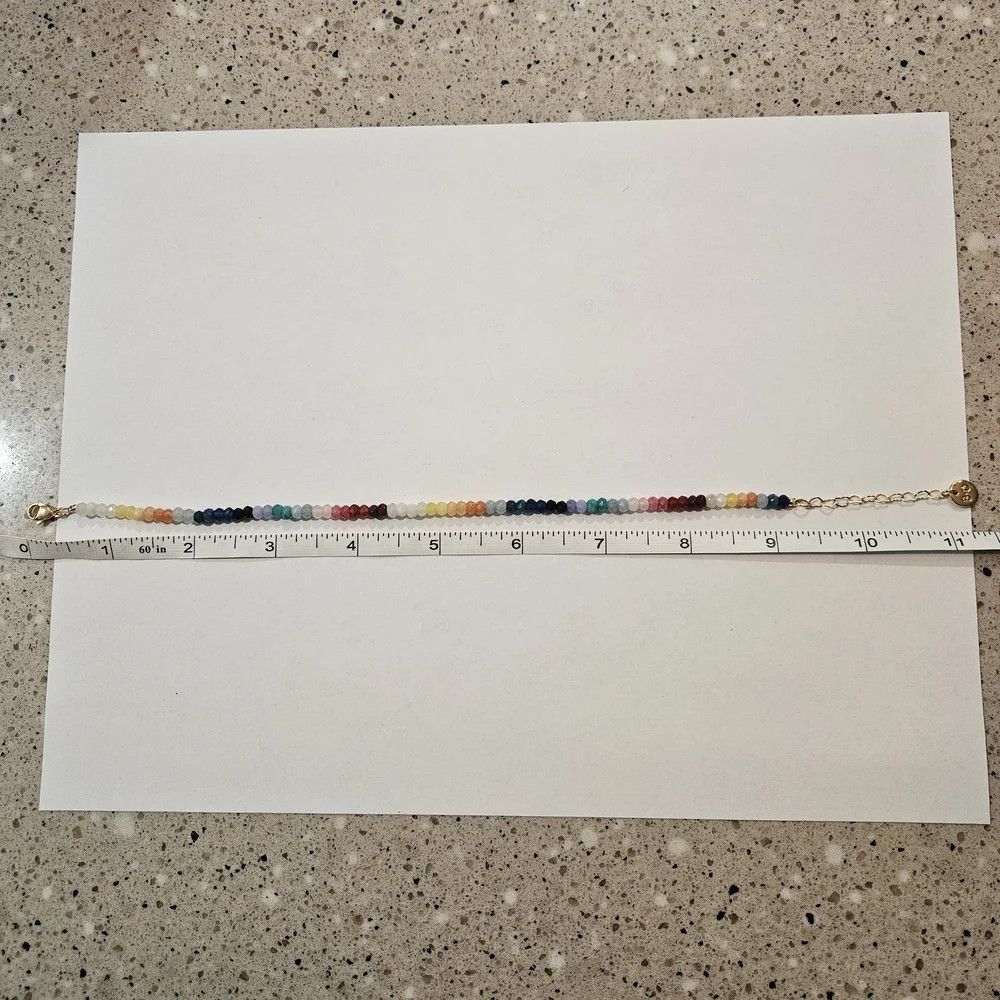 NEW Multicolor Gold Anklet Rainbow Bohemian Preppy Summer Vacation Feminine - Picture 4 of 4